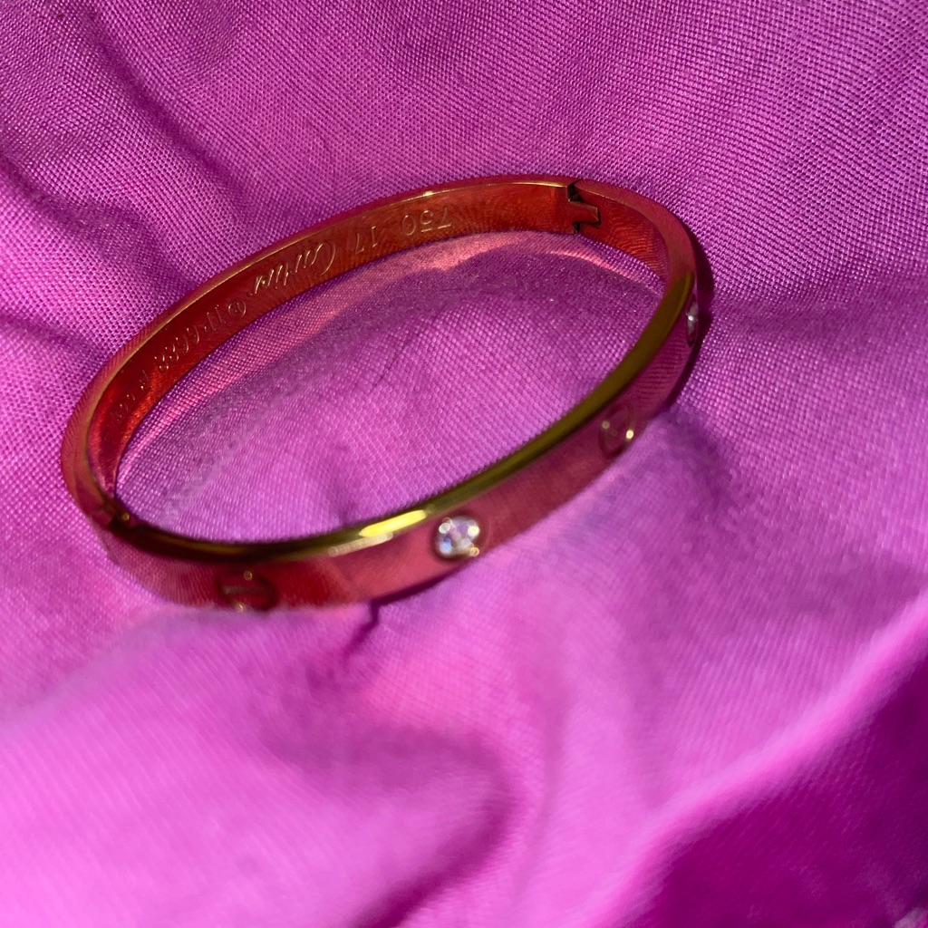 Gold Bengal Love Bracelet With Rhinestones